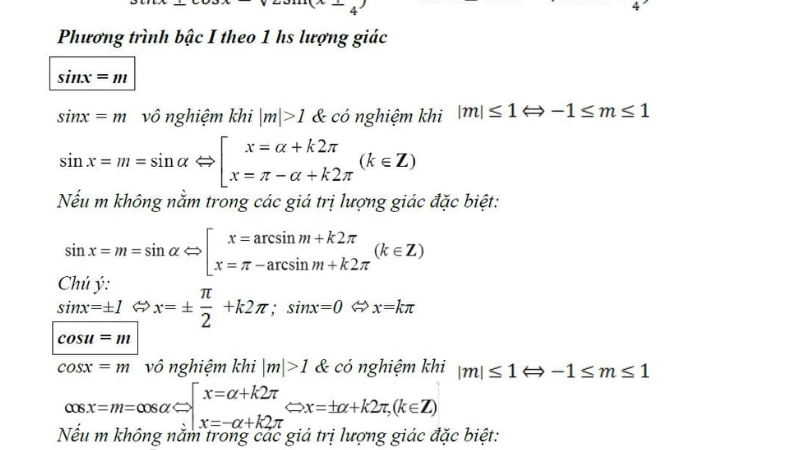 các công thức lượng giác