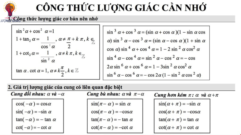 công thức lượng giác hạ bậc