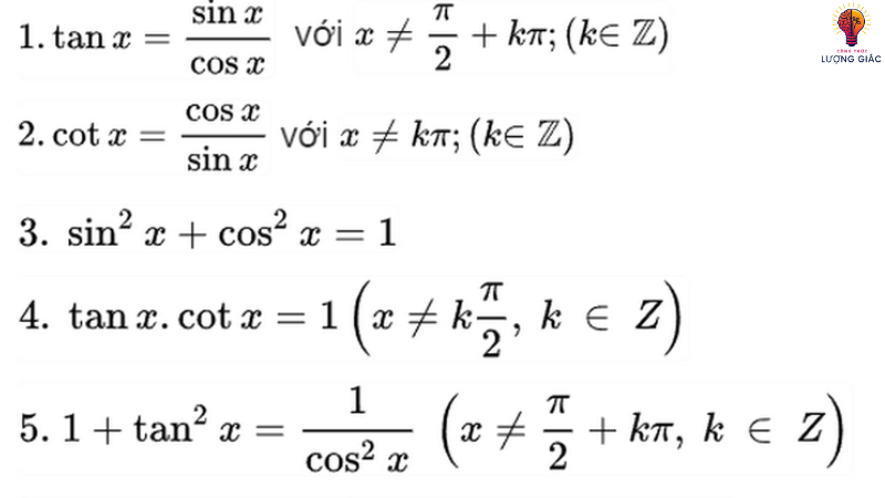 công thức lượng giác cần nhớ